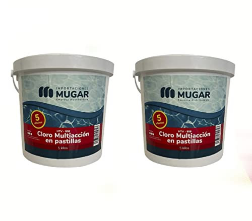 Mugar- Cloro 5 Acciones 5kg en Pastillas de 200 Gramos para Piscinas - Paquetes de 2 o 4 Unidades- 10 o 20kg (2)