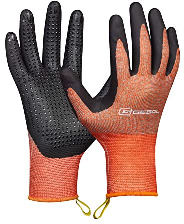 Gebol Clivia, 1 Paar Gartenhandschuhe für Damen & Kinder, Touchscreen-kompatibel mit Anti-Schweiß-Funktion, Arbeitshandschuhe aus Recycling-Material mit rutschhemmenden Noppen, Gr. XS/6, Orange