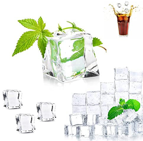 Eiswürfel Wiederverwendbar,50 Stück Dauereiswürfel Klares Acryl Reusable Ice Cube,für Dekorationen Photographieren Props(20mm)