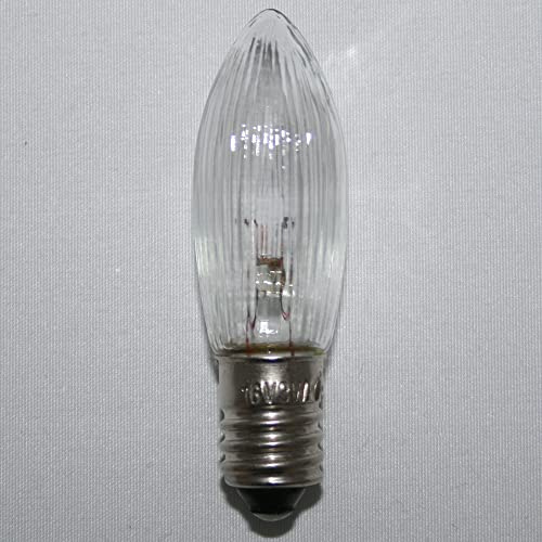 9x Spitzkerze Glühbirne Ersatzbirne Topkerze für Lichterkette und Schwibbögen (16V / 3W E10 voll geriffelt Indoor)