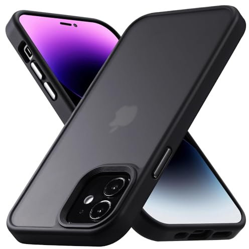 Yriklso for iPhone 12 Phone Case, Shockproof for iPhone 12 Pro Case, Military Grade Drop Protection, Protective Hard Back Slim Translucent, Frosted Black