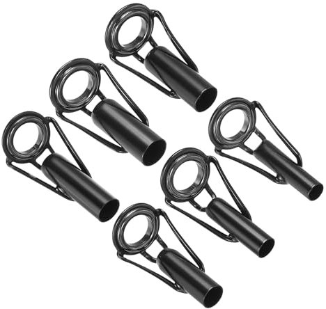 PATIKIL 4-6.5mm Angelrute Spitze Reparatur Kit 6Stk Edelstahl Pfahl Ring Leitfaden Ersatz für Salzwasser Süßwasser Fischen Schwarz