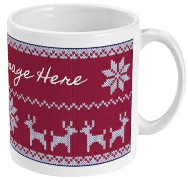 Personalised Christmas Jumper Mug - Add Your Festive Message, First Christmas, Family Name, or Special Date, Lovely Christmas Eve Keepsake