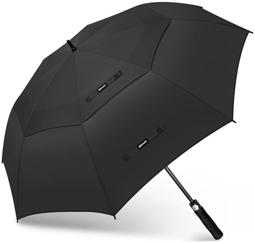 KEYHOT Golf Regenschirm L Sturmfest, Großer Regenschirm Sturmfest Stabil, GolfSchirm für Herren Damen 2 Personen (Schwarz)