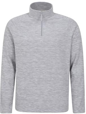 Mountain Warehouse Snowdon Mens Micro Fleece Top - Warm, Breathable, Quick Drying, Zip Collar Fleece Sweater, Soft & Smooth Pullover - For Spring Summer, Travelling, Walking Light Grey 3XL