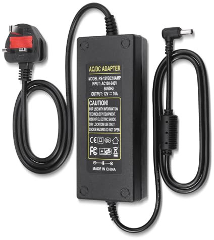 JIZZU 12V 10A Power Supply Adapter, AC Adapter 100-240V 120W Voltage Converter LED Transformer Power Supply 5.5x2.5mm DC Output Jack for LED Strip Modules Light CCTV Cameras 3D Printers