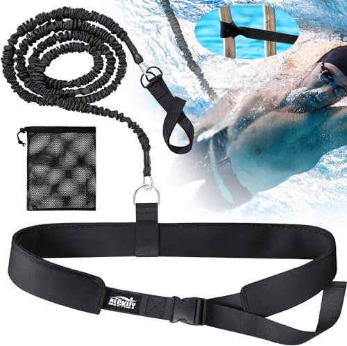Schwimmgurt für Pool | 2,5-7,5M Einstellbare Schwimmwiderstand Gürtel | Schwimmgurt Pool Erwachsene Kinder | Schwimmtrainer Gürtel | Schwimmhilfe für Jedes Schwimmbad Ohne Schwimmleine, stationär