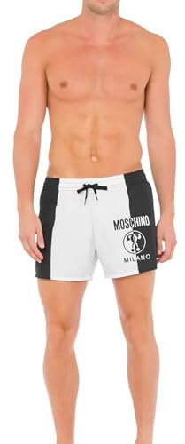 MOSCHINO Costume da Uomo Bianco e Nero con Logo e Disegno L