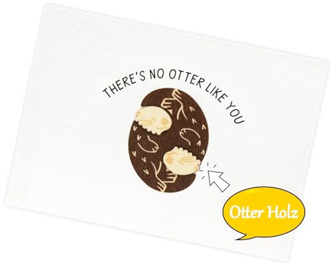 WenmthG - Otter Holz Karte Liebe - Geburtstagskarte Liebe - Glückwunschkarte für Ehemann, Ehefrau, Freund oder Freundin - Romantisches Geschenk für ihn - süße Geschenke - Liebesgeschenke für Frau Mann