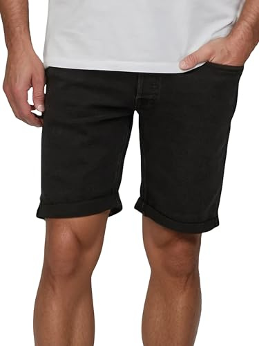 JACK & JONES Jeans Shorts Herren Stretch Kurz Regular Fit JJIRICK Kurze Hosen Bermuda Shorts Sommer Denim Einfarbig, Größe:L, Farbe:Black Denim (AM 137)