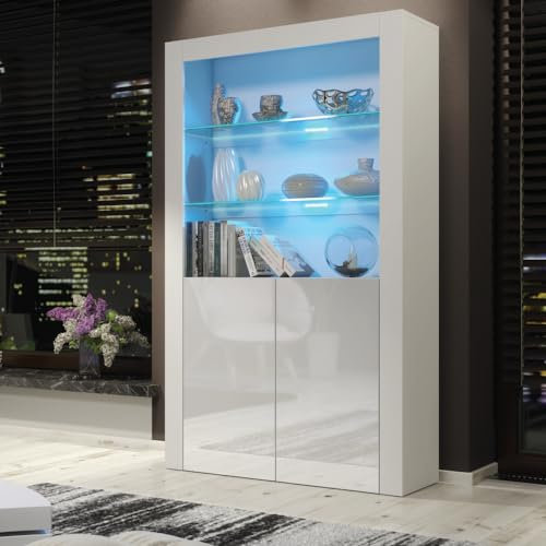 Creative Furniture Sideboard 170cm White Display Cabinet Modern Stand Gloss Doors Free LED