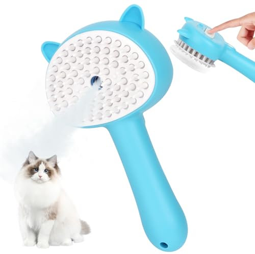 OWill 3-in-1 Multi-Functional Steam Grooming Brush - Self-Cleaning, Massages, Removes Static Hair for Cats and Dogs