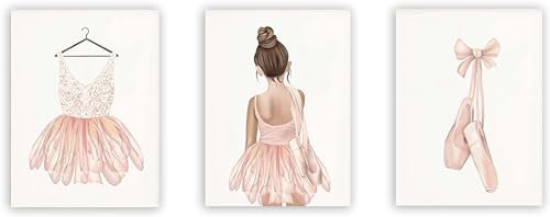 AWKFHF Leinwand Bild Ballett Ballerina Rosa Tanzschuhe Mädchen Bilder Leinwand Malerei Poster Kunstdruck Kinderzimmer Wohnzimmer Schlafzimmer Wand Deko (3X30X40CM,ohne Rahmen)