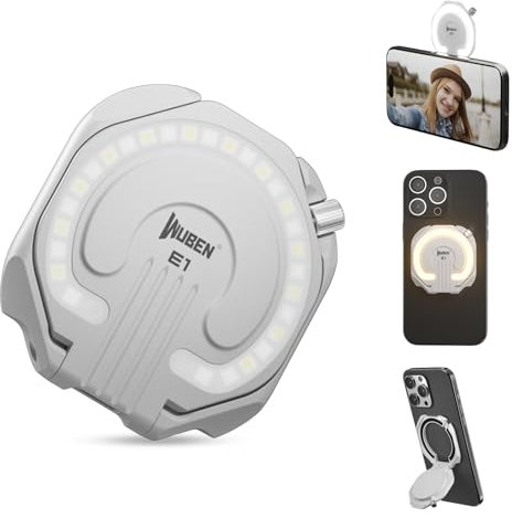 WUBEN E1 Mini Lampe Torche LED Rechargeable, Mini 300 Lumens pour Selfie Lampe de Poche pour Téléphone, 3000-6000K Lampe de Travail Magnétique Portable pour Camping, Urgence, Vidéos, Photos (Blanc)