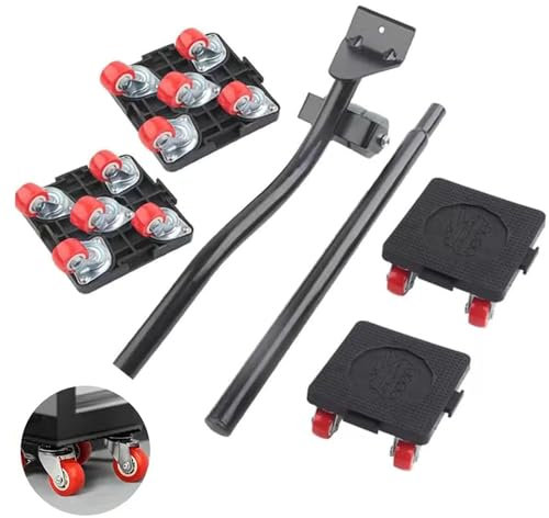 QYVFLIZ Furniture Lifter, Heavy Duty Mover with 5 Wheels, Carbon Steel, Black, 1200 lb Capacity, 360° Rotation, For Moving Heavy Furniture, Refrigerators, Sofas, Cabinets