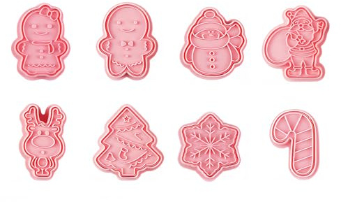 DHWEKU 8 Piezas Cortadores Galletas Navidad Plástico Navidad Cortadores Moldes Galletas Navidad Cortador de Galletas Moldes Cortadores de Galletas 3D para Navideñas Decoración de Galletas Tartas