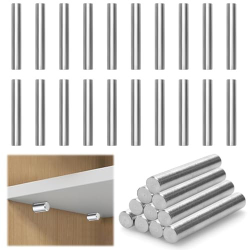 30 Stück Regalbodenträger Ø6x40mm Regalbodenhalter Regalbrett Halterung Zylinderstifte Fixierstift für Möbel Kommode Regal Bücherregal Unterstützung