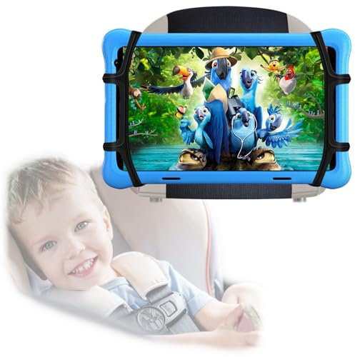 ViMOQi Car Tablet holder for kids,ipad Holder for Car Headrest,360° Adjustable Tablet Car Mount for Back Seat,Anti-Slip Strap and Holding Silicone Net for Kindle,iPad,Galaxy Tab,9~14 Screen Devices