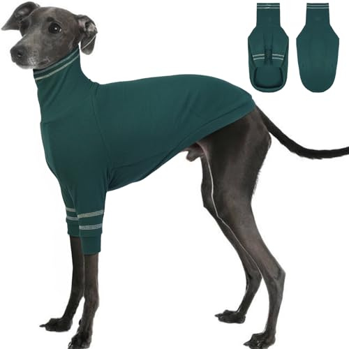 OUOBOB Greyhound Hundepullover, Italienischer Windhund Mantel für mittlere Hunde, Whippet Pullover Rollkragenpullover Stretchy Knit Sweatshirt, Greyhound Pyjamas Windhunde Jumpsuit für kaltes Wetter M