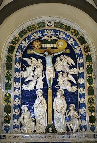 XcBAIHOUD Vintage Wandkunst Bilder Modern Canvas Leinwandbild Kreuzigung von Luca Della Robbia Wanddekoration Landschaft für Wanddekoration 60x90cm