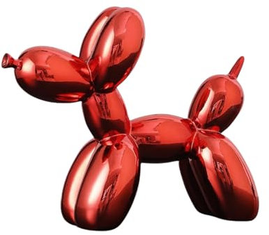 YOYUMI Galvanisiert Ballon Hund Skulptur, Luxus Ornament, Harzstatue für Wohnzimmer Schlafzimmer Bürodekor, Hochglanz Finish Dekorative Statuen, Rot, 18 x 20 x 9 cm
