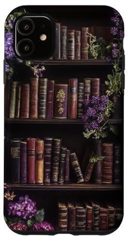 Bookcase Vintage books Floral Bookshelf art Case for iPhone 11