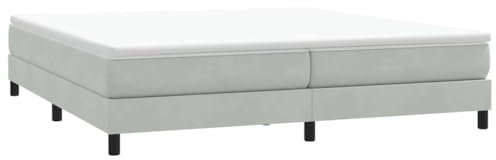 vidaXL Boxspringbett ohne Matratze Hellgrau 200x220 cm Samt, Bett, Bettgestell, Doppelbett, Schlafzimmermöbel, Bettrahmen, Samtbett, Polsterbett