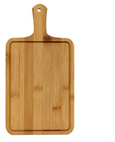 Puupaa Bandeja cuadrada multifuncional para pizza con asa, tabla de cortar de madera, bandeja para servir pan, utensilios de cocina para hornear, preparación de alimentos, almacenamiento (24 x 17 cm)