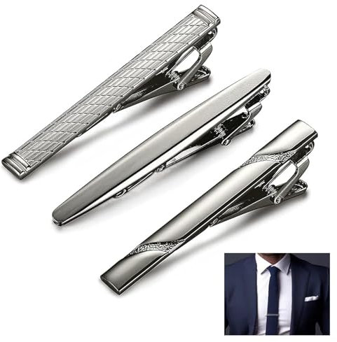 Batheidon 3Pcs pince a cravate homme, pince cravate homme, Cravate Bar Clips en Schwarz Polie pour Cravates Régulières, Mariage, Affaires, Anniversaire, et Vie Quotidienne, Idéal pour Hommes (Noir)