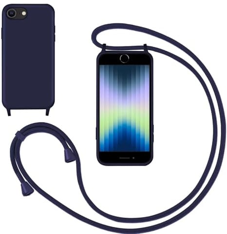 Silikon Handykette Handyhülle für iPhone 7/8/iPhone SE 2020,Smartphone Necklace Hülle mit Band Schutzhülle mit Kette zum umhängen Halskette Flüssig Silikon Case für iPhone 7/8/iPhone SE 2020,Blau