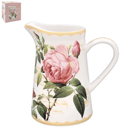 The Leonardo Collection Redoute Rose Jug Pierre-Joseph Redoute for Home & Office | Stylish Cream & Milk Jug for Multiple Use in Kitchen | Ideal Ceramic or Glass Jug for Cream, Gravy & Home Décor