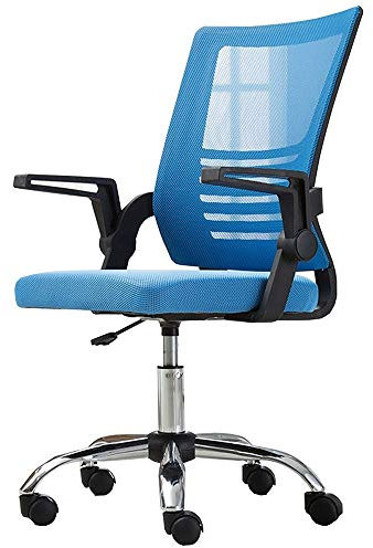 ShAzanz Bürostühle Ergonomischer Schreibtischstuhl Drehstuhl Drehbarer Handlauf Netz Bürostuhl Latex-Kissen Höhenverstellung Chefsessel bis 120kg/260LB Belastbar(Blue)