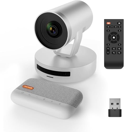 Nuroum Sistema de Cámara Web para Conferencias, Zoom Óptico de 5X, Cancelación de Ruido, Autofocus, Sistema de Videoconferencia Todo en Uno, PTZ Webcam de 1080P, Altavoz y Micrófono con Bluetooth