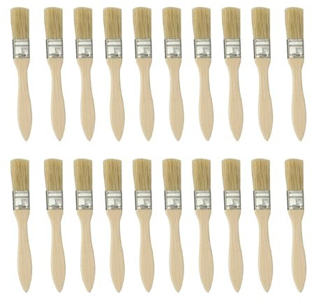 20 Pcs 1 Inch Paint Brush,Small Gloss Paintting Brushes Decorating,Portable Small Paintbrush Set,Cheap Paintbrushes with Wooden Handle for Assorted Stains,Paint,Varnishes,Home DIY Craft and Glues