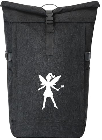 Huuraa Kurierrucksack Fee Fairy 30-44 Liter Black Melange Fairtrade Rolltop Rucksack Geschenkidee