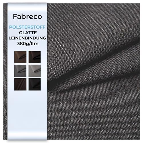 Fabreco - Polsterstoff Meterware SAWANA (500 x 148cm) | Stoff Meterware in Leinen-Optik | Strukturstoff Webstoff Möbelstoff | Robuster & pflegeleichter Stoffe für Sofa, Sessel & Deko (Grau)
