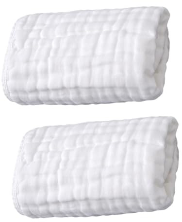 Hohopeti 6-Layer Cotton Baby Swaddle Towels Set 2pcs Muslin Bath Towels for Newborns Absorbent Belly Wrap Cloths Soft Baby Bathing Essentials