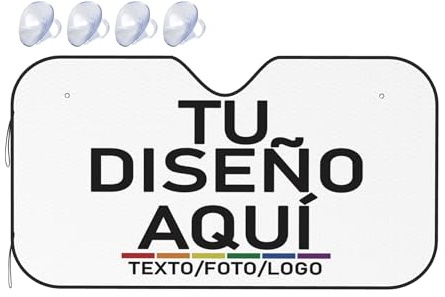 Personalizada parasoles para Coche con Foto Texto Parasol Personalizado Coche Mantiene el Vehículo Fresco Protector De Rayos UV A Prueba De Polvo para Proteger del Sol a Bebés y Mascotas Blanco M