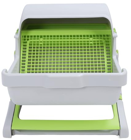 Fafeims Grand Bac à Litière Semi-Automatique pour Chat, Autonettoyant, Facile à Assembler, Style Seau Basculant, Zone de Toilette Anti-Stress pour Chats, Matériau PP