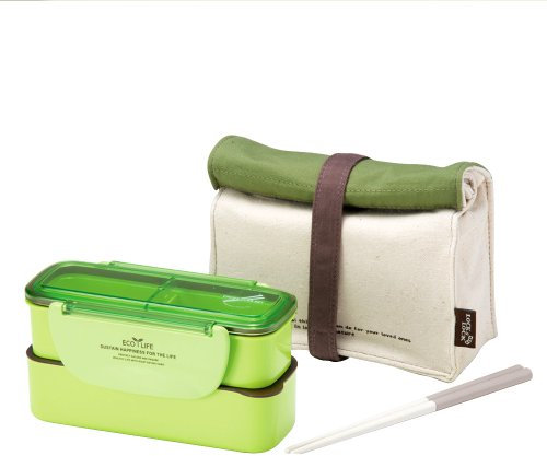 Lock & Lock Schmale Lunchbox mit EcoBag und BPA-freien Behältern mit auslaufsicheren Verschlussdeckeln, Grün