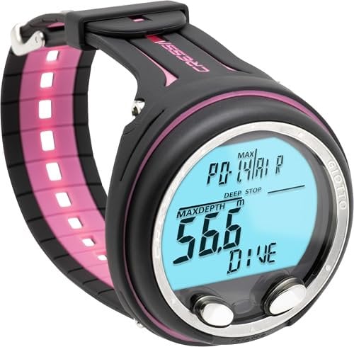 Cressi Erwachsene Giotto Diving Computer Premium Tauchcomputer, Schwarz/Rosa, One Size