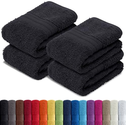 AR Line 4er Pack zum Sparpreis, Frottier Handtuch-Serie - in 7 Größen und 16 Farben 100% Baumwolle 500 g/m², 4er Pack Gästetücher (30x50 cm) in Schwarz