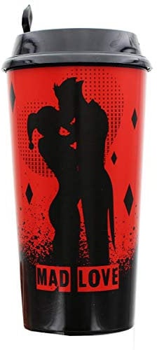 DC Comics Mad Love Harley Quinn and The Joker Travel Cup | Red