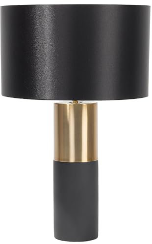 Beliani Klassische Tischlampe schwarzer runder Lampenschirm grau-goldenes Gestell Darling