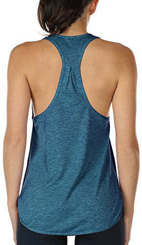 icyzone Yoga Sport Tank Top Damen Racerback Lauftop Fitness Running Shirt Oberteile (M, Denim)