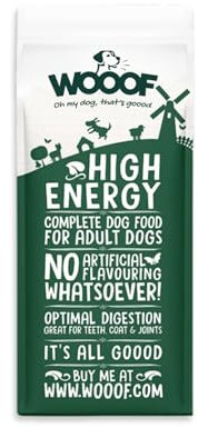 WOOOF High Energy 14kg kaltgepresstes Hundefutter | Energiereiches Trockenfutter mit Rindfleisch, hoher Energieanteil, Aktiv