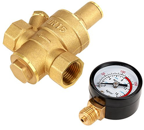 Druckminderer, DN15 20mm 0.05-0.8Mpa Messing Wasserdruckminderer mit Manometer