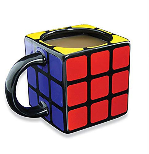 WXXW Taza Mágica del Cubo, Taza De Café De Cerámica, Taza De La Novedad, Regalo Adulto del Escritorio De Oficina del Día De Fiesta De La Navidad del Cumpleaños del Niño,Negro