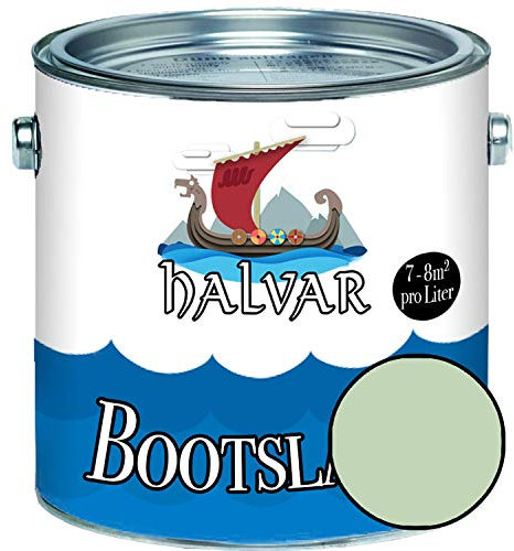 Halvar Bootslack Grün RAL 6000-6037 Yachtlack SEIDENMATT Bootsfarbe PU-verstärkt für Holz & Metall verstärkt extrem belastbar hochelastisch Schiffslackierung (2,5 L, RAL 6019 Weißgrün)