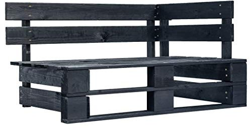 SKM Garten-Paletten-Eckbank Holz Schwarz